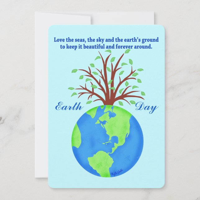 Earth Day Promote Save Love Globe Planet Tree Invitation (Front)