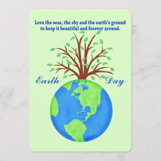 Earth Day Promote Save Love Globe Planet Tree Invitation