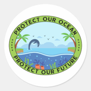 Earth Day Protect Our Ocean Protect Our Future Classic Round Sticker