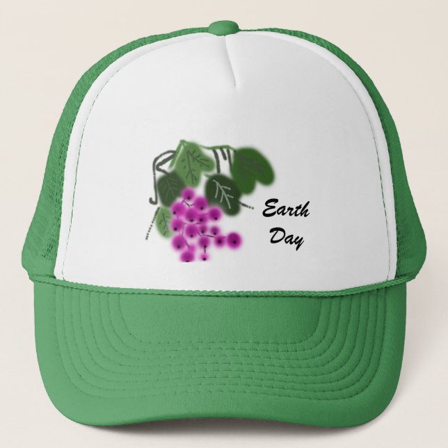 Earth Day. purple grapes and green leaves Trucker Hat (Front)