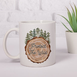 Earth Day Quote Wood Disc Pine Trees Environment Coffee Mug