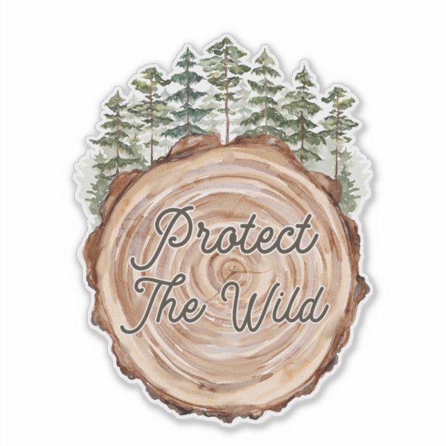 Earth Day Quote Wood Disc Pine Trees Environment Sticker (Front)