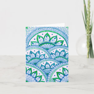 Earth Day Recycle Damask Indian Mandala Blank Bday Card