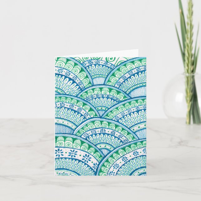 Earth Day Recycle Damask Indian Mandala Blank Bday Card (Front)