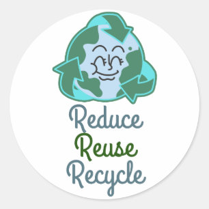 earth day, reduce reuse recycle, love earth classic round sticker