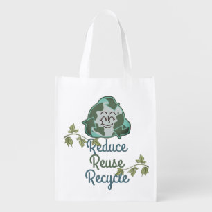earth day, reduce reuse recycle, love earth grocery bag