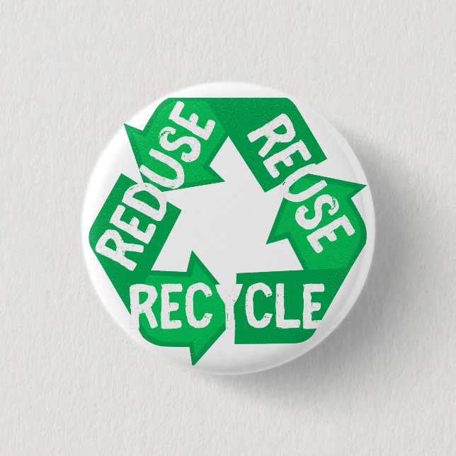 Earth Day Reduce Reuse Recycle Mobius Loop Button (Front)