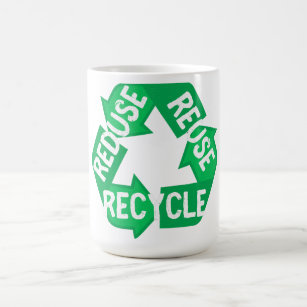 Reduce Reuse Recycle Mug, Recycling Coffee Mug With Earth Day Quote, Mug  for Environmentalist, Eco Conscious Gift Idea, Recycling Symbol 