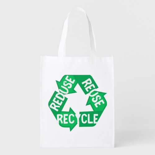 Earth Day Reduce Reuse Recycle Mobius Loop Grocery Bag