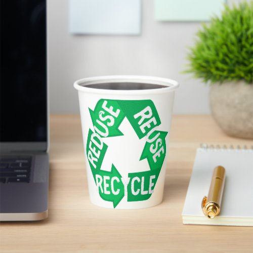 Earth Day Reduce Reuse Recycle Mobius Loop Paper Cups