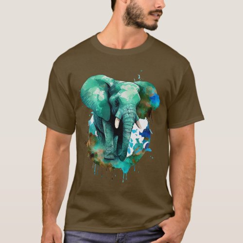 Earth Day Restore Earth Elephant Watercolor Art Gr T_Shirt
