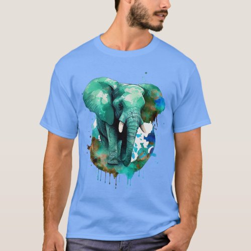 Earth Day Restore Earth Elephant Watercolor Art Gr T_Shirt