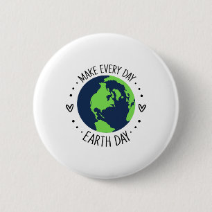 Earth Day Restore Earth Flower Art Save The Planet Button