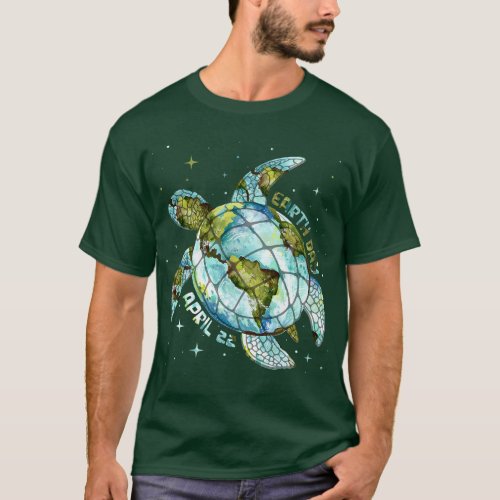 Earth Day Restore Earth Sea Turtle Art Save the Pl T_Shirt