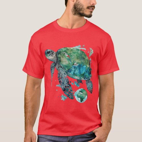 Earth Day Restore Earth Sea Turtle Art T_Shirt