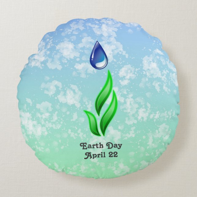 Earth Day Round Pillow (Front)