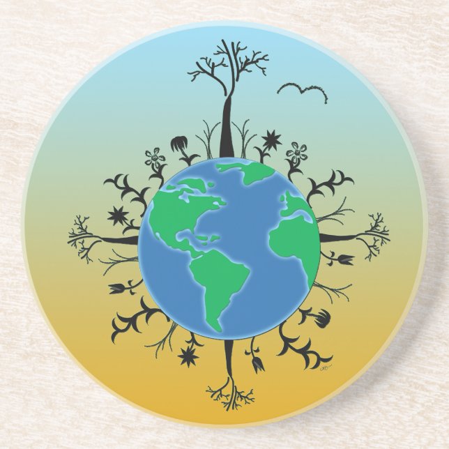 Earth Day Sandstone Coaster (Front)