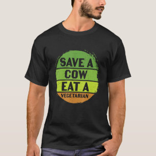 Earth Day Save A Cow Eat A Vegetarian Funny Recycl T-Shirt