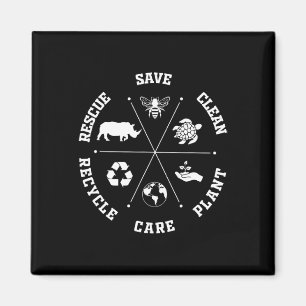 Earth Day Save Bees Rescue Animals Recycle Plastic Magnet