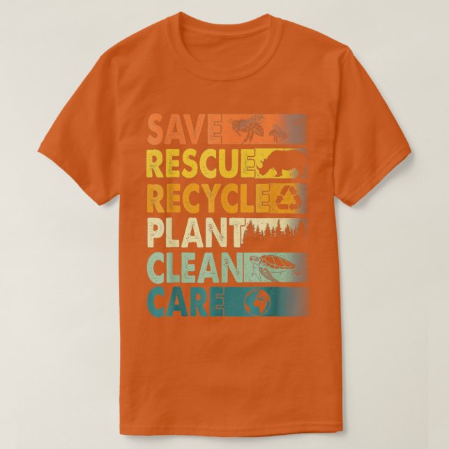 Earth Day Save Bees Rescue Animals Recycle Plastic T-Shirt (Design Front)