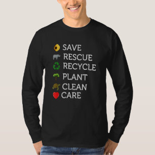 Earth Day Save rescue Plant Clean Care Turtle Anim T-Shirt