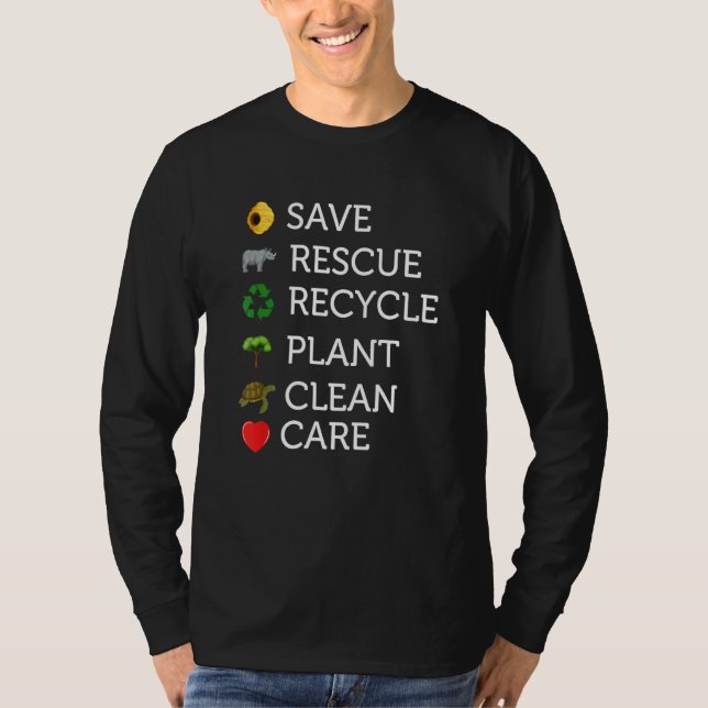 Earth Day Save rescue Plant Clean Care Turtle Anim T-Shirt (Front)
