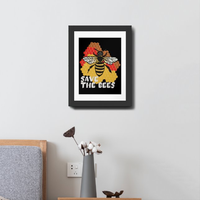 Earth Day, Save The Bees Framed Art (Bedside)