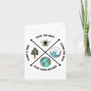 Earth Day Save The Bees Plant More Trees Clean The Card