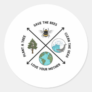 Earth Day Save The Bees Plant More Trees Clean The Classic Round Sticker