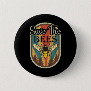Earth Day Save The Bees Retro Graphic Earth Day Pa Button