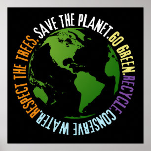 Earth day Save the planet Go Green Poster