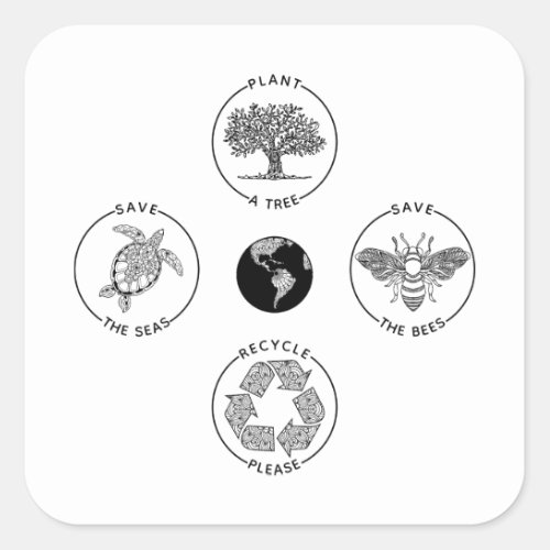 Earth Day Save the Planet Square Sticker