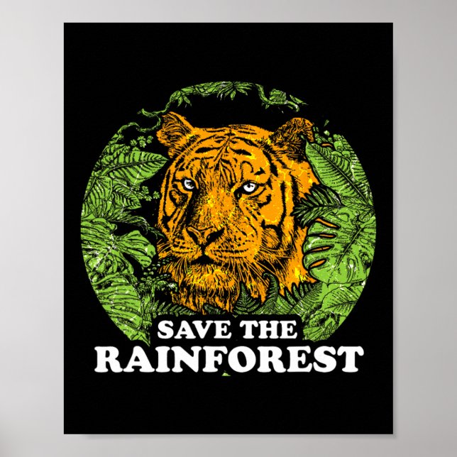 Earth Day Save The Rainforest Tiger Jungle  Poster (Front)
