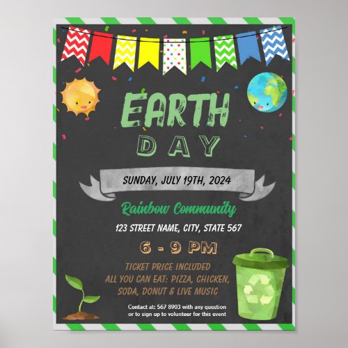 Earth Day school event template Poster