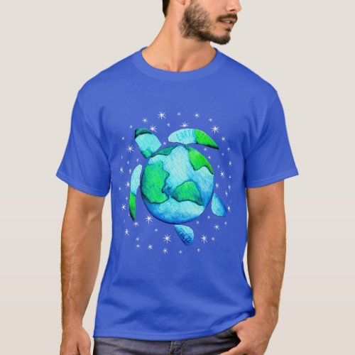 Earth Day Sea Turtle Art by Kathryn Smith T_Shirt