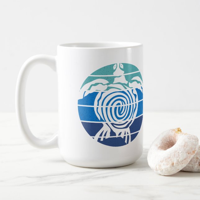 Earth Day, Sea Turtle, Clean the Ocean Coffee Mug (With Donut)