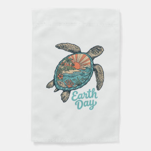 Earth Day Sea Turtle Vintage Engraving Shirt Desig Garden Flag