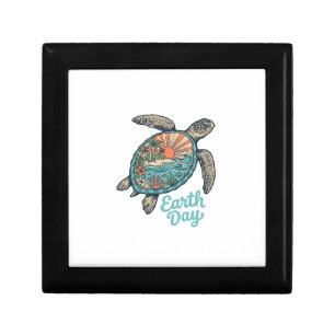Earth Day Sea Turtle Vintage Engraving Shirt Desig Gift Box