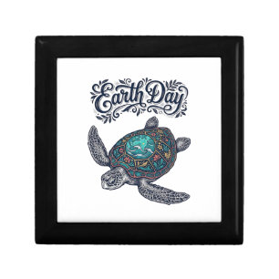 Earth Day Sea Turtle Vintage Engraving Shirt Desig Gift Box