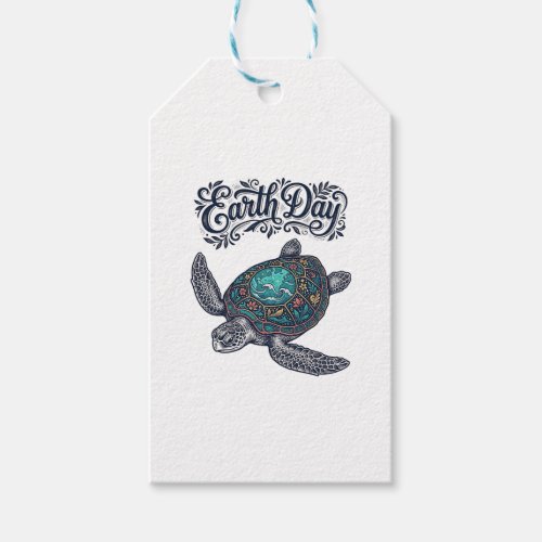 Earth Day Sea Turtle Vintage Engraving Shirt Desig Gift Tags