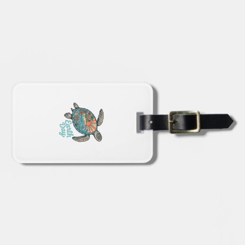 Earth Day Sea Turtle Vintage Engraving Shirt Desig Luggage Tag