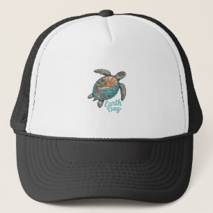 Earth Day Sea Turtle Vintage Engraving Shirt Desig Trucker Hat