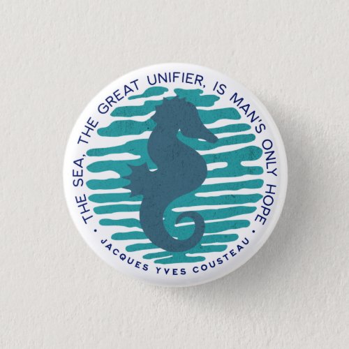 Earth Day Seahorse and Waves Clean The Ocean Button