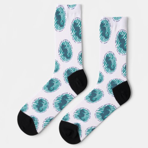 Earth Day Seahorse and Waves Clean The Ocean Socks