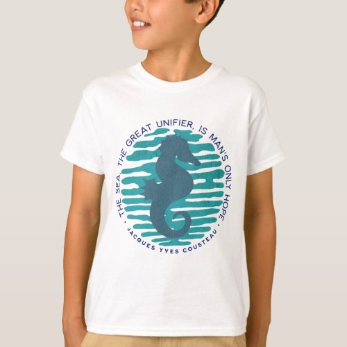 Earth Day Seahorse and Waves Clean The Ocean T_Shirt