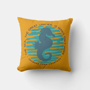 Earth Day, Seahorse and Waves, Clean The Ocean Throw Pillow