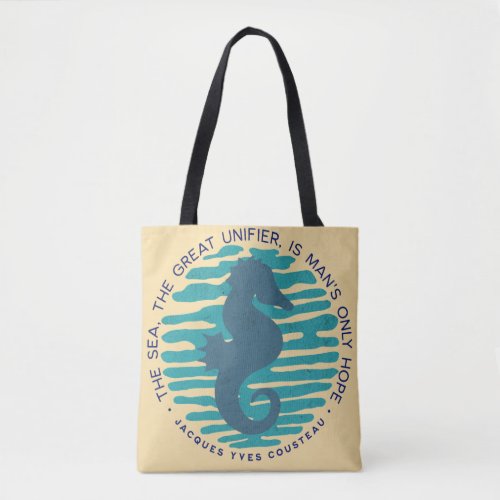 Earth Day Seahorse and Waves Clean The Ocean Tote Bag