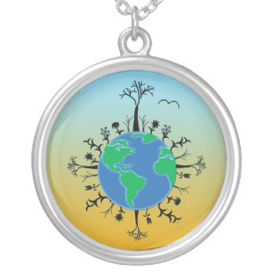 Earth Day Silver Plated Necklace