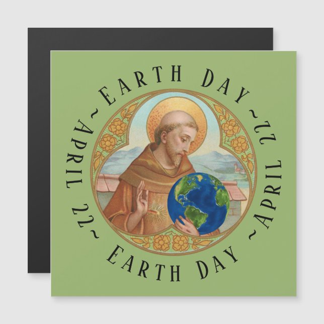 Earth Day & St Francis Magnetic Greeting Card (Front/Back)