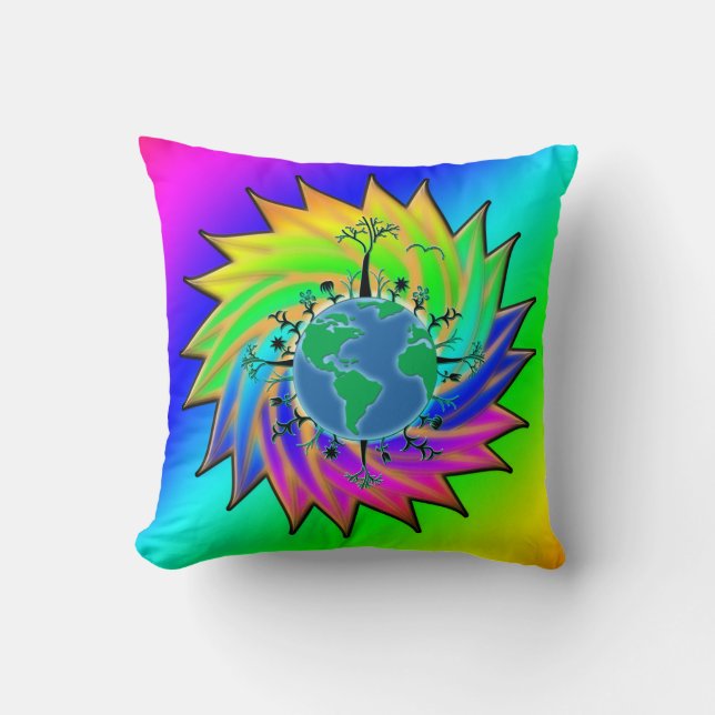 Earth Day ~ Sunburst Throw Pillow (Front)